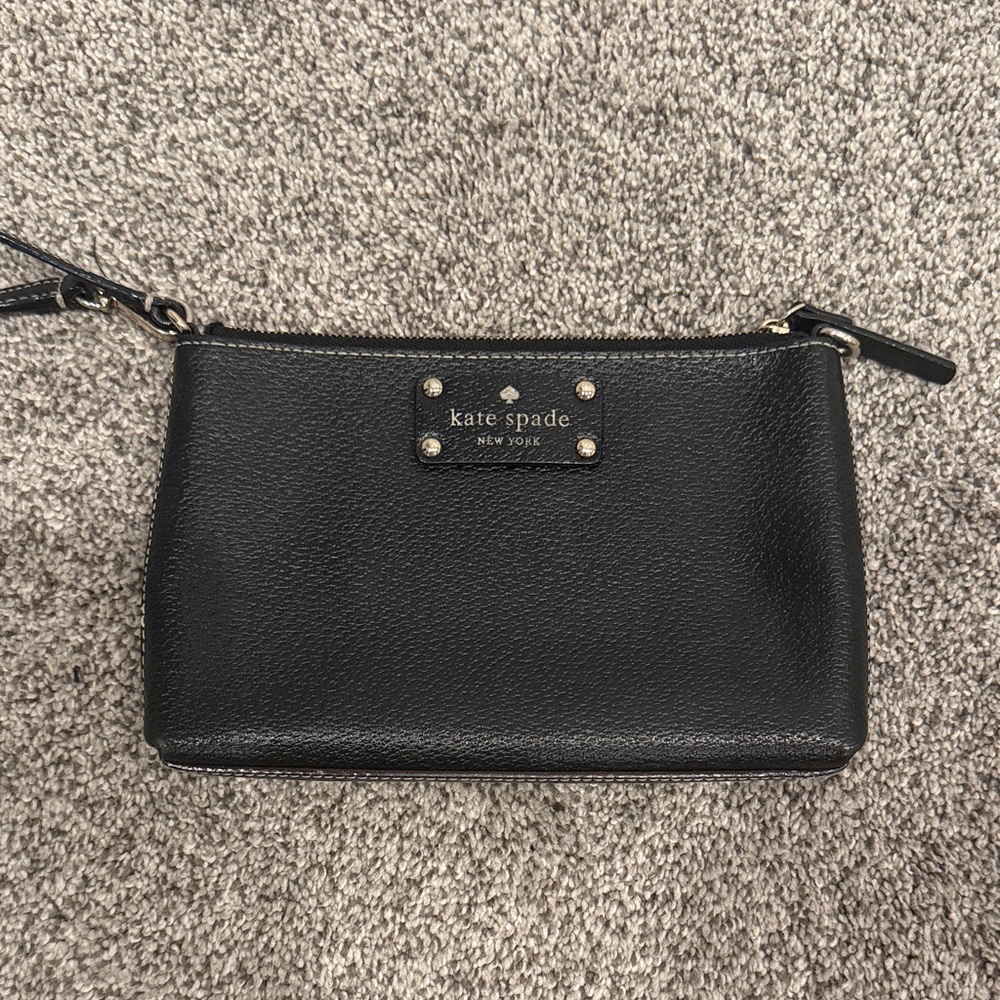 Kate Spade Black Pebbled Leather Wristlet